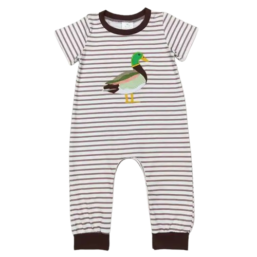 Western Baby Romper Peaceful Ducks Striped Romper