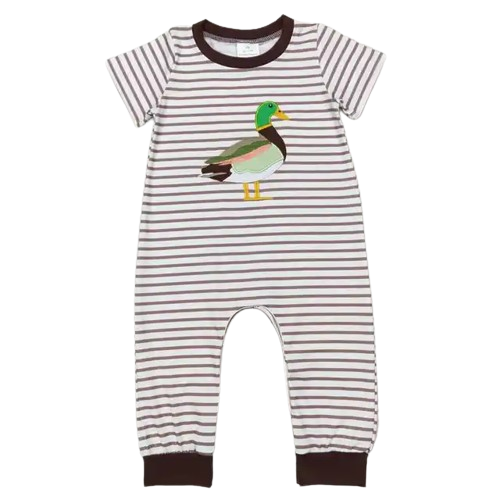 Summer Western Baby Romper Peaceful Ducks Striped Romper