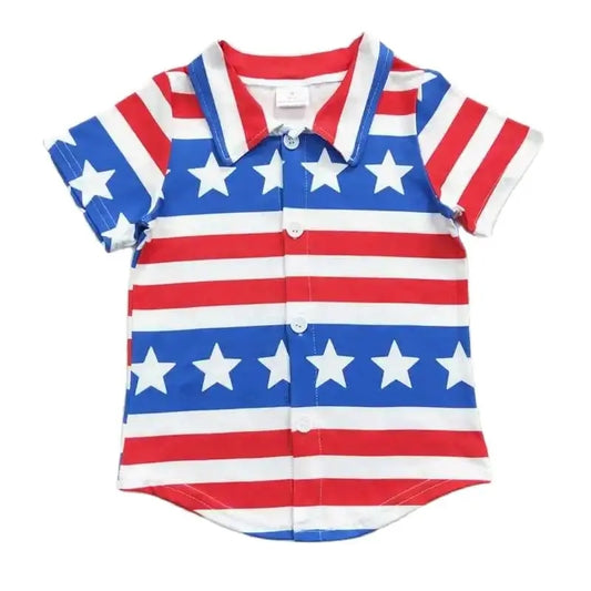 Boys American Flag 4th of July Shirt - Kids Clothes