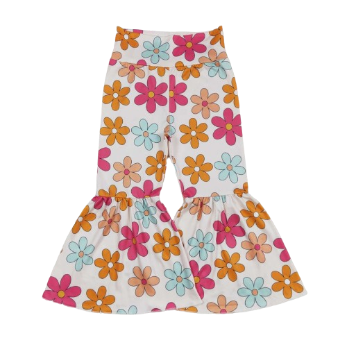 Girls Groovy Bell Bottoms Floral Pants - Kids Clothes