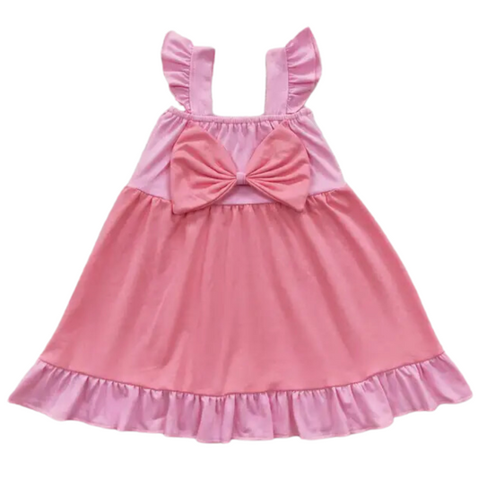 Colorful Dress Pink Princess Flutter Sleeve - Kids Clothing
