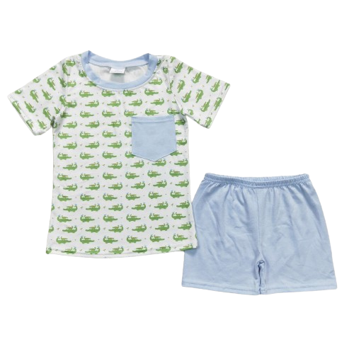 Boys Gator Resort Shirt and Shorts Summer Outfit - Kids