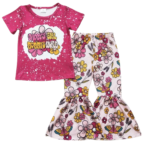 Daddy's Girl Mommy's World Bell Bottoms Outfit Kids Clothing