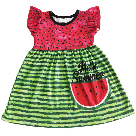 Summer Whimsical Dress Flutter Sleeve Watermelon - Kids