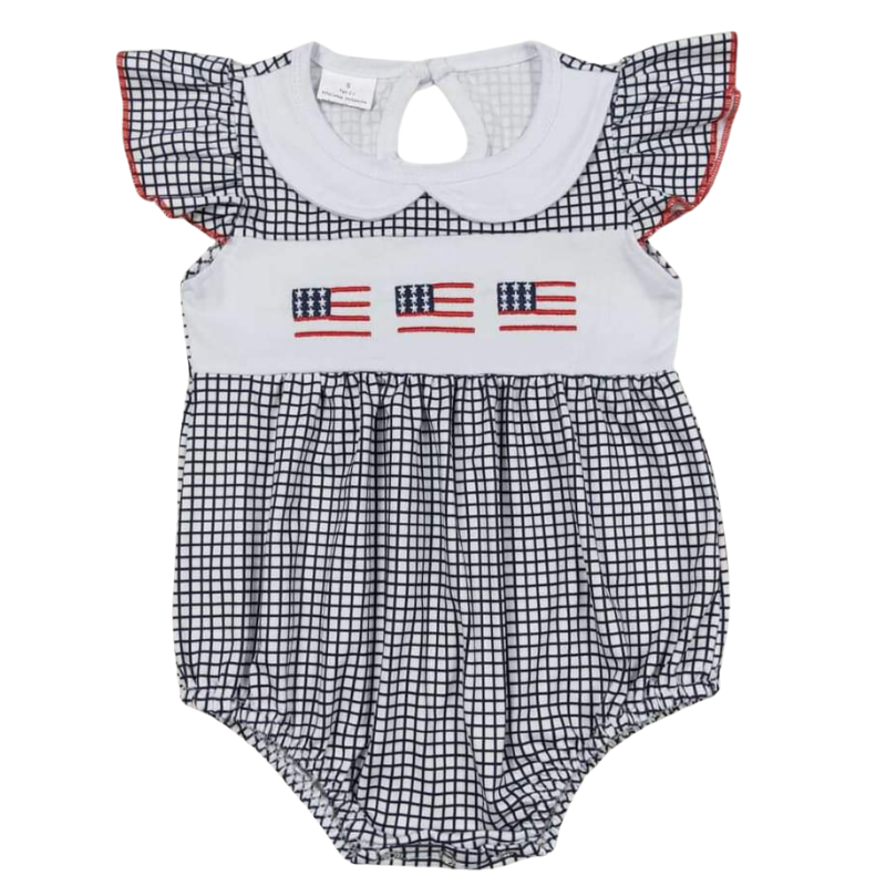 Colorful Baby Romper American Flag Flutter Sleeve Kid