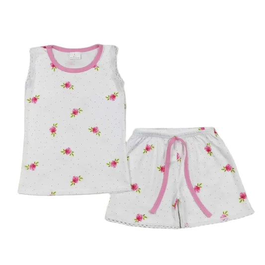ROSES Sleeveless Shirt & Matching Drawstring Shorts Set