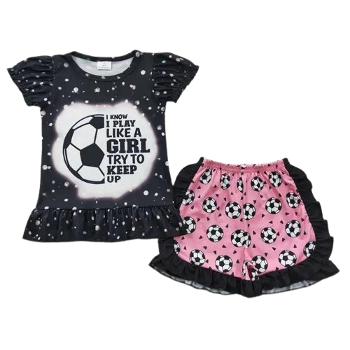 SummerPlay Like a Girl Soccer Western Ruffle Shorts Outfit