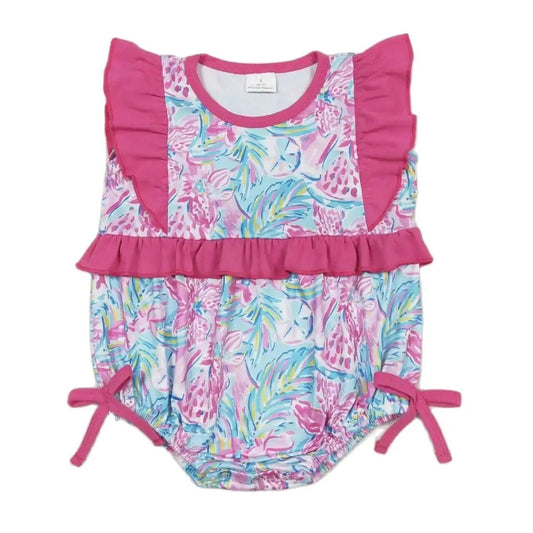 Floral Baby Romper Watercolor Ruffle Sleeve - Kids Clothing