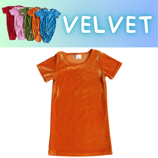 Colorful Dress Orange Velvet - Kids Clothing