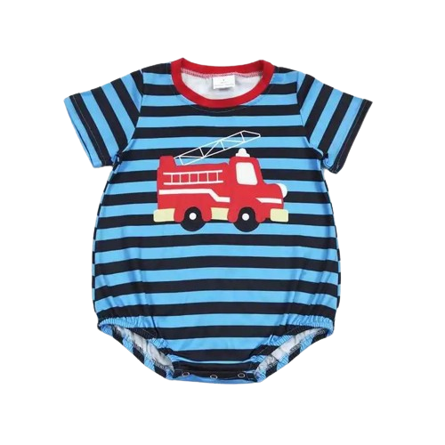 Western Baby Romper Fire Engine Stripe - Baby Clothes